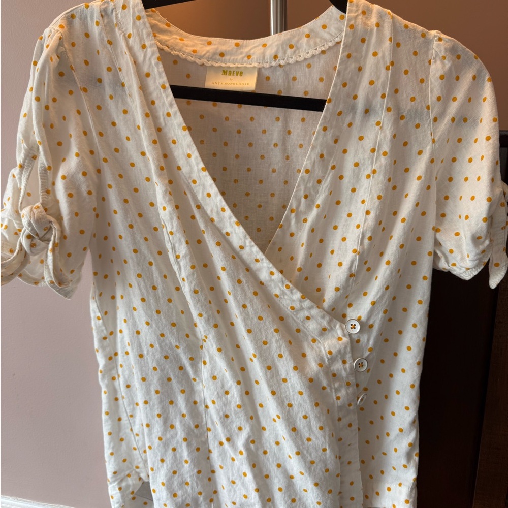 Anthropologie Maeve Louise Wrap Polka Dot Top Sz 6